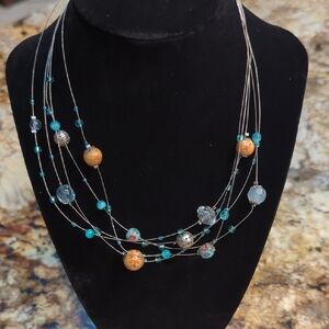 Charming Charlie Turquoise and Silver Multi-Strand Necklace